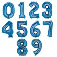 Shaped Blue 34" Number Balloon 0-9 - Inflated